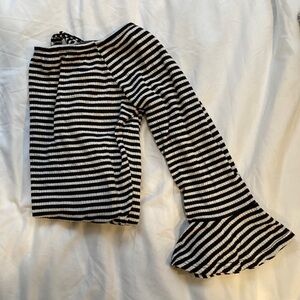 LA hearts Black and white stripes off shoulder bodysuit size M
